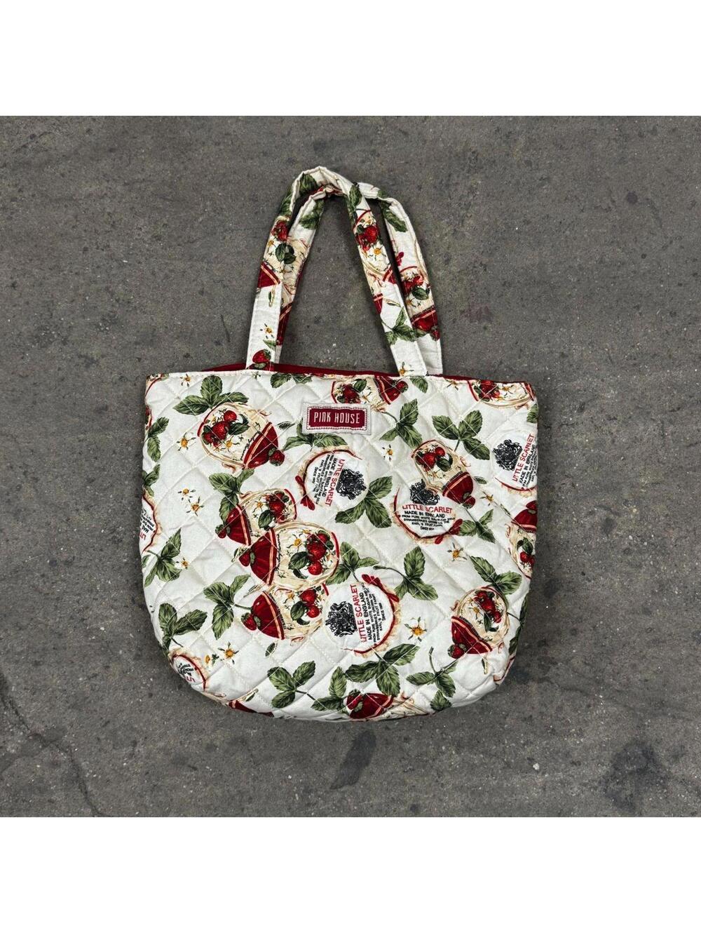 Pink House Quilted Strawberry Mini Tote